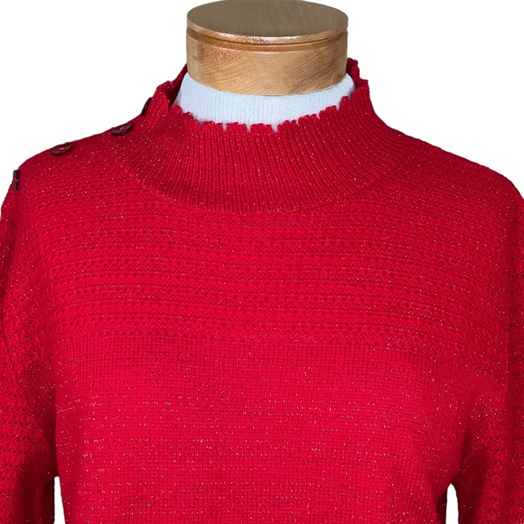 ND New Directions Petite Lightweight Red Metallic Sweater Petite Extra Large - Picture 2 of 11